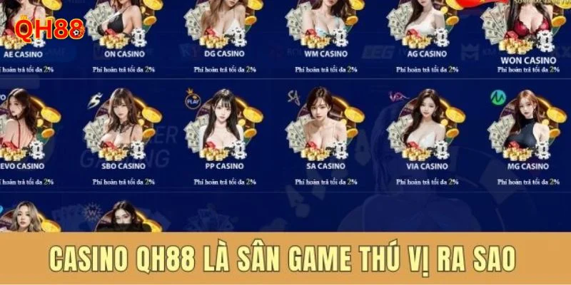 Casino QH88 thu hút người tham gia bởi kho game đồ sộ.