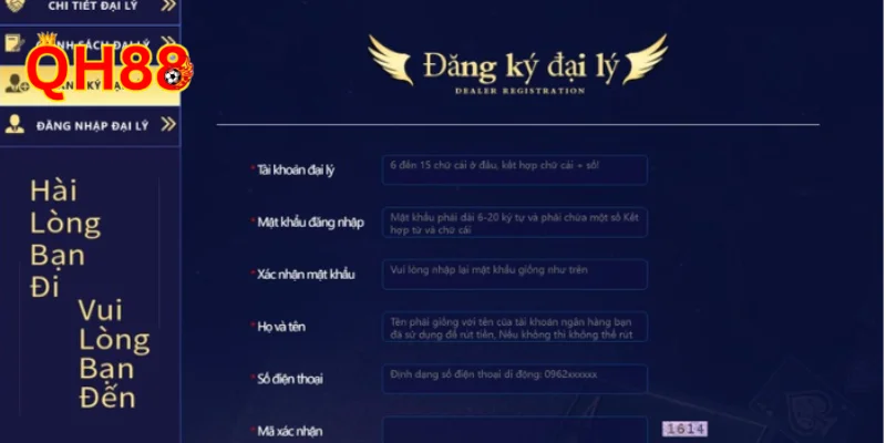 Chính Sách Đại Lý QH88 Đăng ký tham gia vào đại lý QH88 đơn giản.