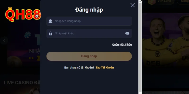 Đăng nhập vào tài khoản QH88 dễ dàng trên trình duyệt web.